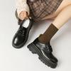 Platform Spring New JK College Style Small Leather Shoes Retro Black Lace-up Single Shoes