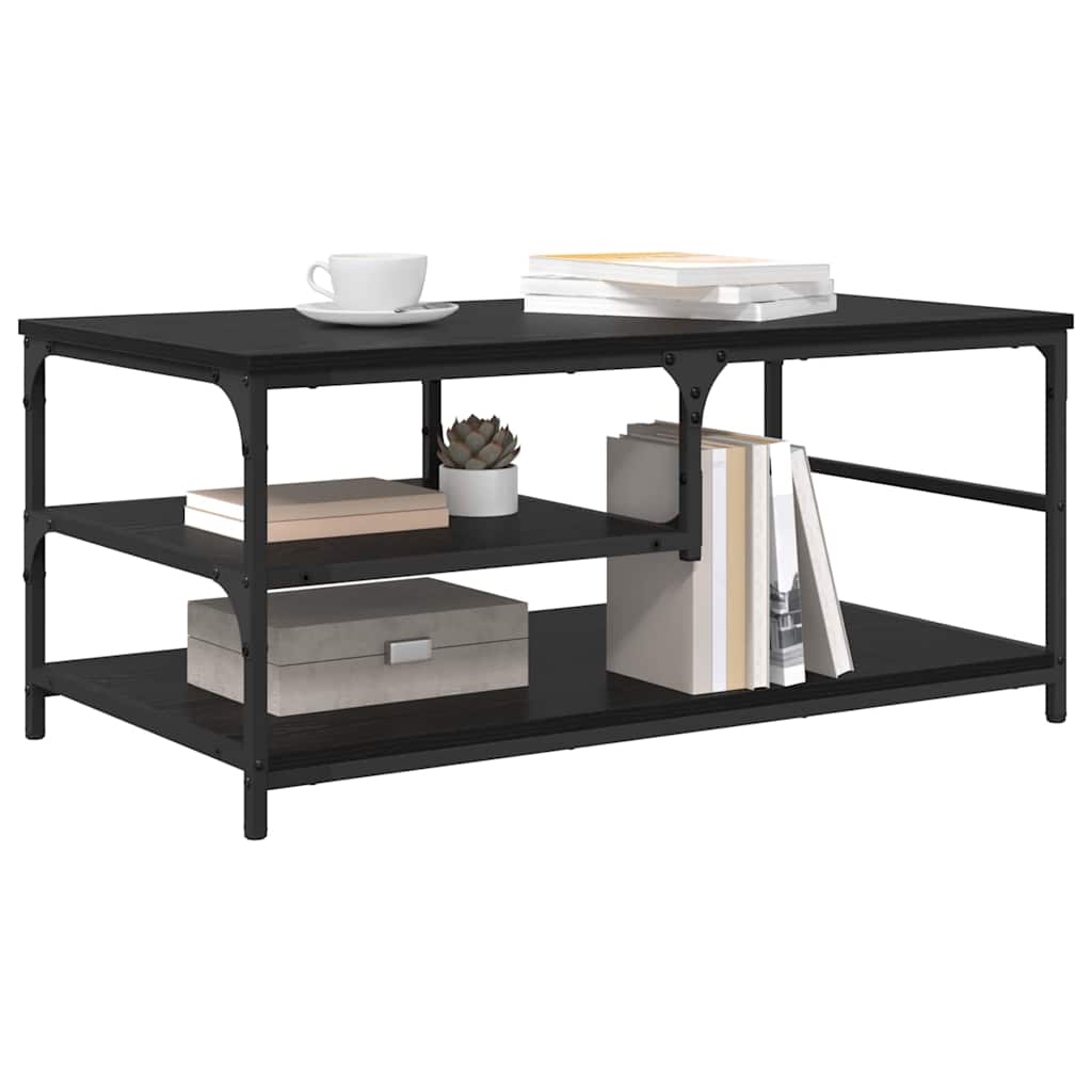 Coffee Table Black with Oak Effect 90 X 49 X 40 Cm Engineered Wood
