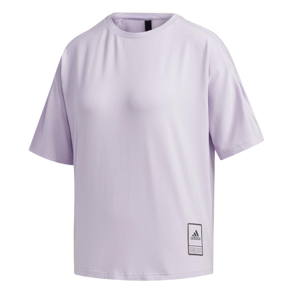 Adidas Casual Striped Round Neck Short Sleeve T-Shirt Women T-Shirts Light-Purple FT2908