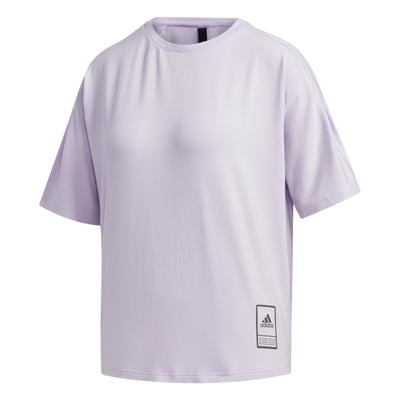 Tricou casual cu dungi, gât rotund, mânecă scurtă, pentru femei, T-shirt, mov deschis FT2908