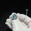 S925 Sterling Silver Adjustable Aquamarine Water Drop Ring for Women - Trendy, Inlaid Open Band, Simple Design for Index Finger