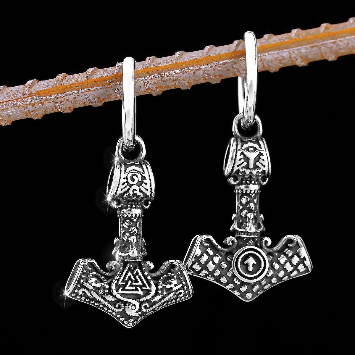 Retro Thor s Hammer Stainless Steel Viking Earrings Nordic Men s Fashion Amulet Scandinavian Jewelry Earrings Teen Party Gifts