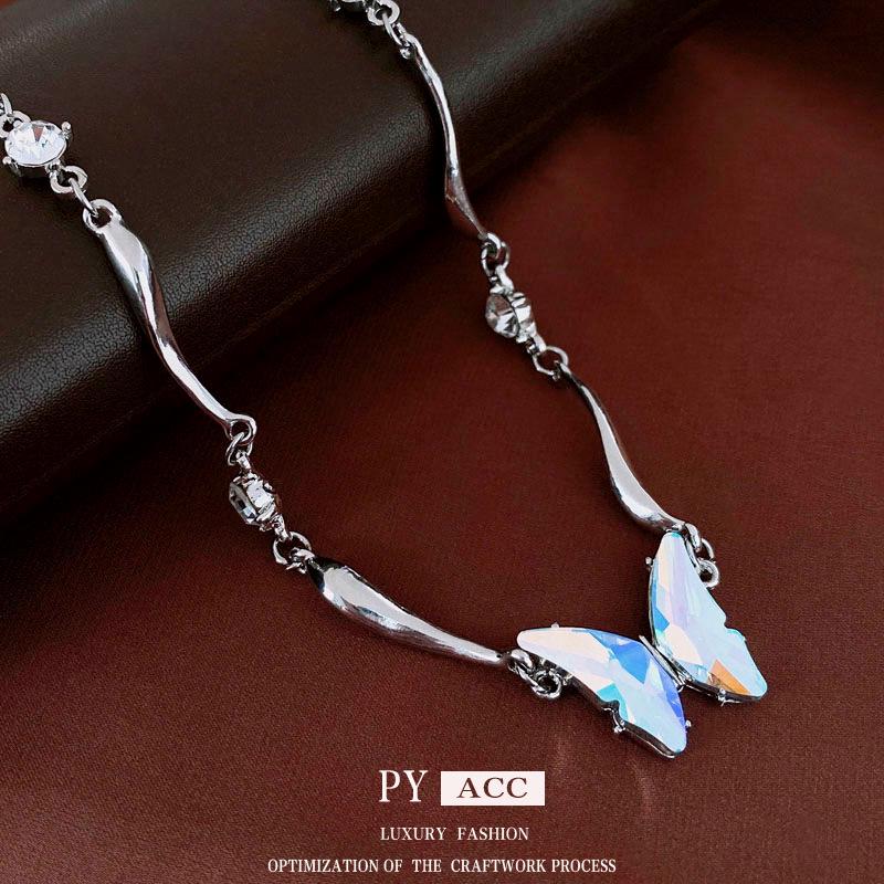 

Butterfly Rhinestone Titanium Stainless Steel Necklace Choker