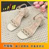 With Skirt One-word Buckle Sandals Fairy Style Roman Shoes Thick Heel Niche High Heels Children 2025 Summer New