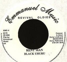 

7inch Record BLACK UHURU - Rent Man EMO4 Emmanuel Music 1996 UK Reggae, Ska & Dub Used