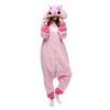 Damen-Schlafanzug mit Cartoon-Figuren, dicker Polarfleece, Knopfverschluss, tiefer Schritt, lange Ärmel, Kapuze mit Ohrendekor, Winter-Nachtwäsche, Party-Cosplay-Outfit