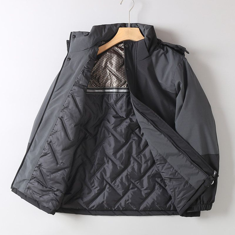 Trade Surplus Autumn and Winter Outdoor Windproof Waterproof Graphene Thermal Insulation Warm Color-Blocking Hooded Trendy Cotton Jacket for Men