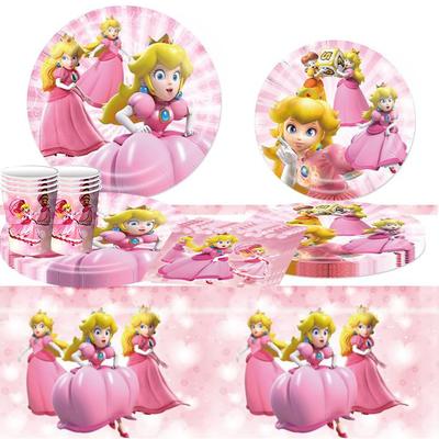51 STÜCKE Prinzessin Peach Party Geschirr Beinhaltet Tischdecke Pappteller Servietten Becher