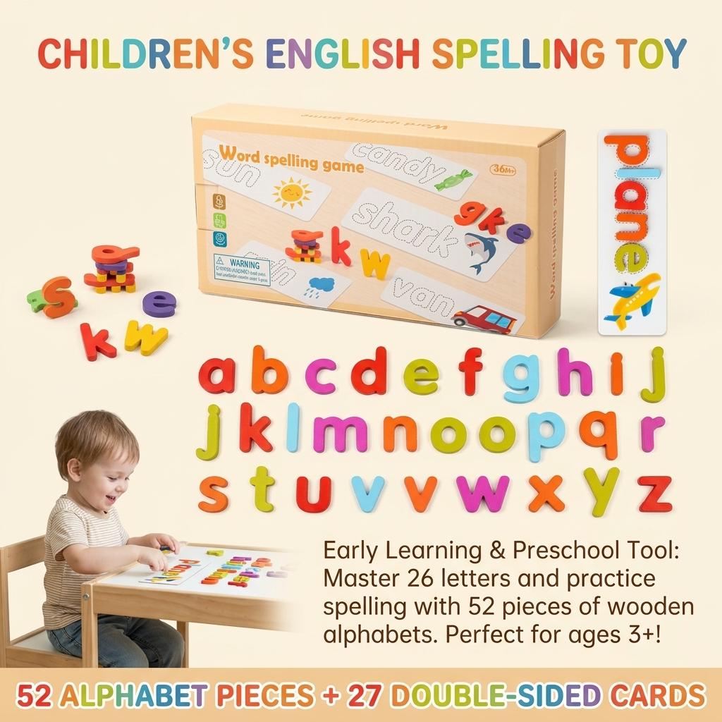 26 Letter Spelling Toys for Kids Educational Early Learning Preschool Teaching Aids with Storage Box