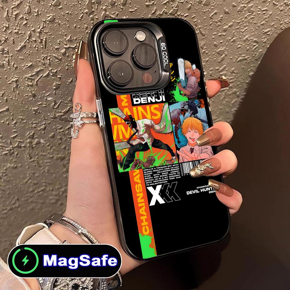 Chainsaw Anime Man Mobile Phone Case for iPhone 16 15 14 13 12 11 Pro Max Plus MagSafe Translucent Colour Protective Smartphone