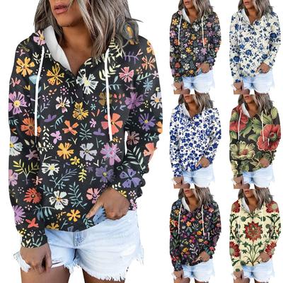 Women's Casual Fashion Long Sleeved Top Printed Round Neck Printed Hoodie