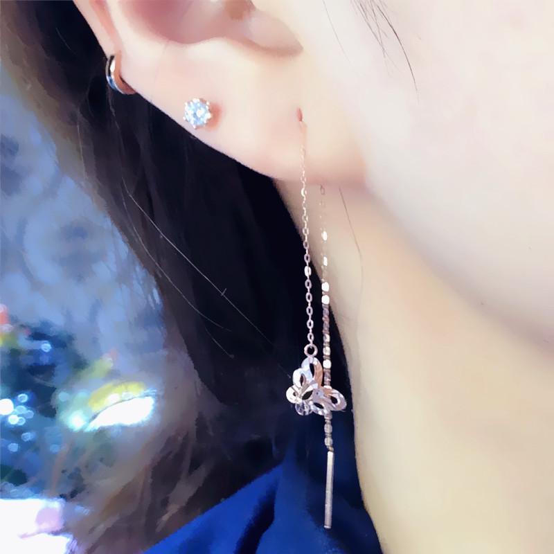 Exquisite Russian Purple Gold Plain Gold Hollow Butterfly Earrings Fashionable Versatile Temperament Rose Gold Plated Car Flower Earrings