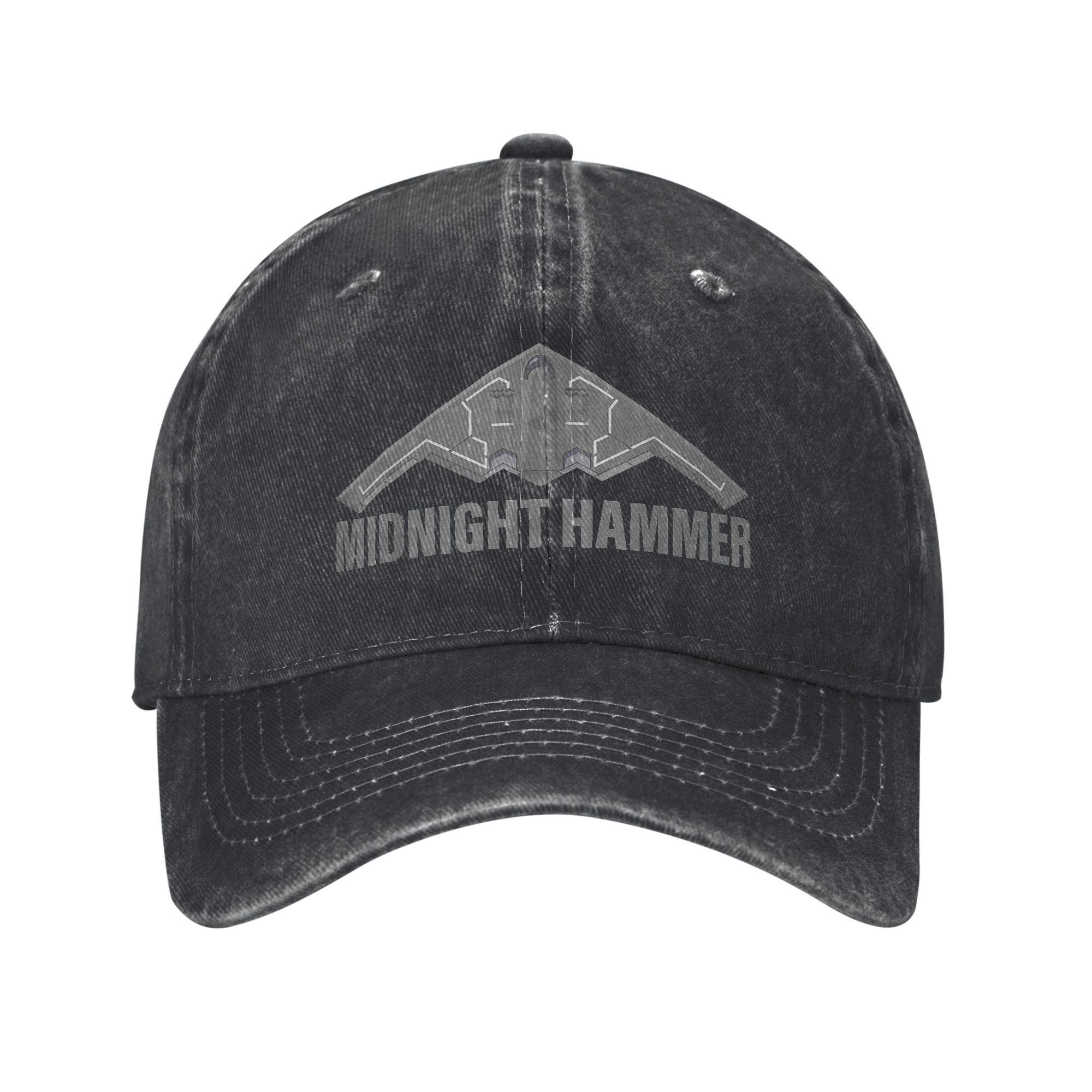 Midnight-Hammer B2 Stealth Jet Baseball Cap Operation Plane Distressed Denim Hats Casual Outdoor Workouts Adjustable Snapback Adjustable