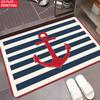 Marineblau Goldener Anker Nautische Seilrand Fußmatte Rutschfest Küsten Segler Willkommensmatte Klassischer Marine-Stil Dekor Teppich