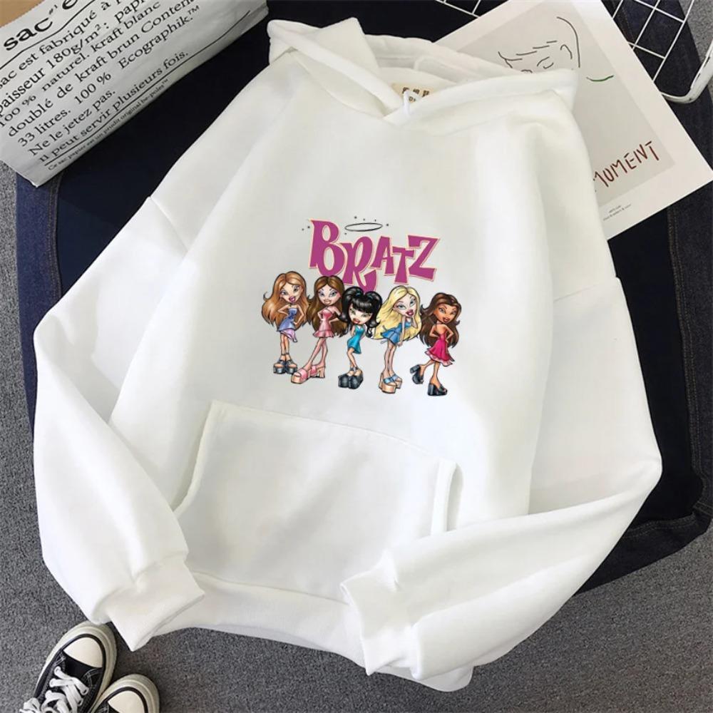 Bratz Potiskovaná Dámská Mikina Větších Velikostí, Dámský Pulovr, Hip-Hop Dlouhý Rukáv Street Style Podzimní/Zimní Vrchní Díl