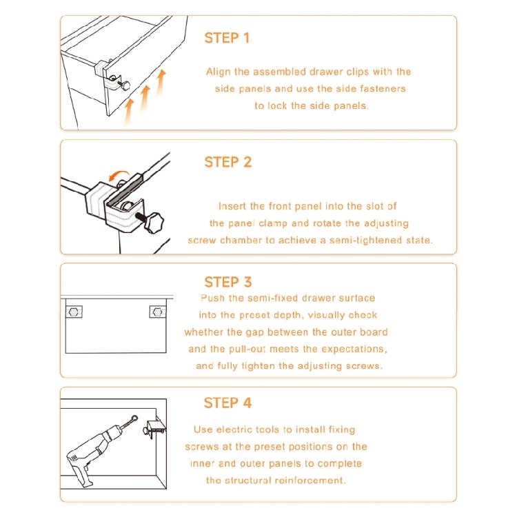 1Pair Drawer Panel Installation Clip Adjustable Tool Panel Strong Fixed Device Woodworking Fixing Clamp Enduring