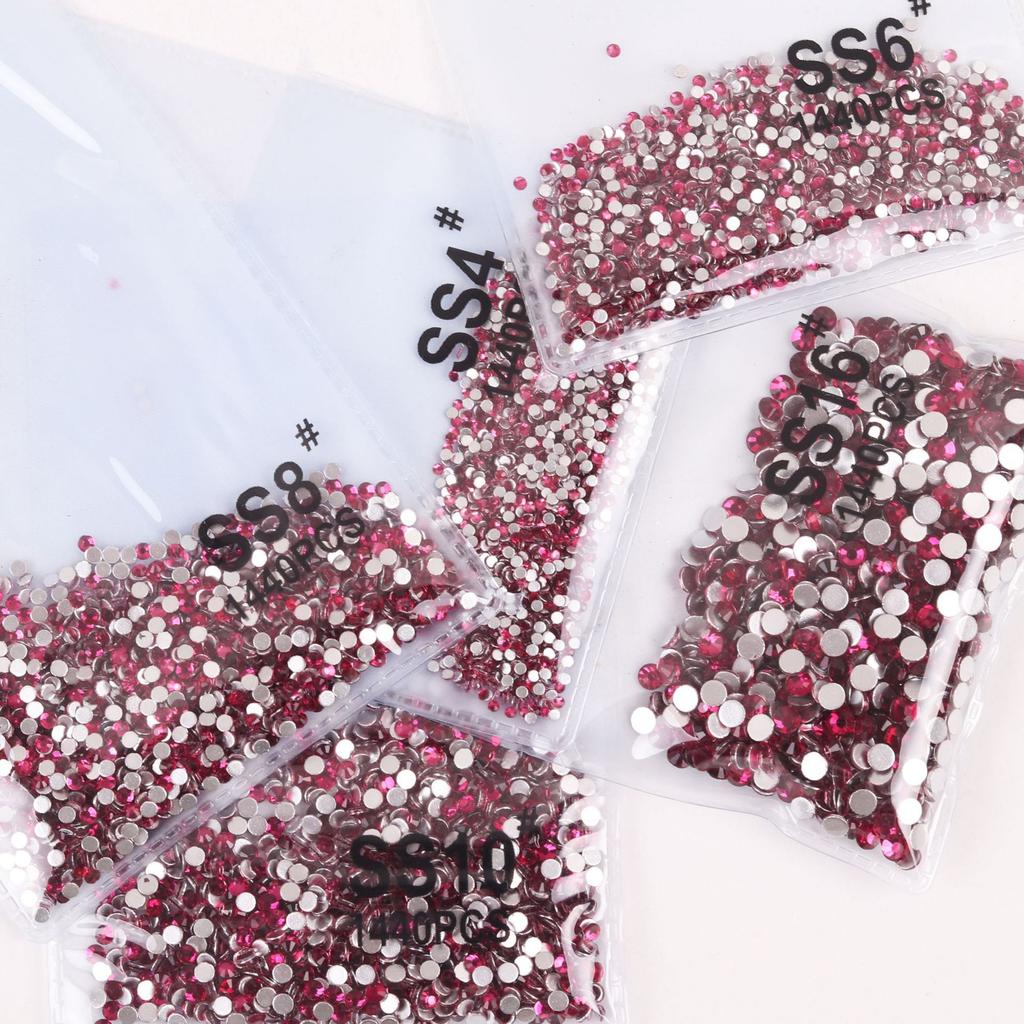 Fuchsia Nail Art Diamond Glass Crystal Flat Bottom Diamond Diy Mobile Phone Case Beauty Jewelry Rhinestone Accessories Exquisite Zhejiang