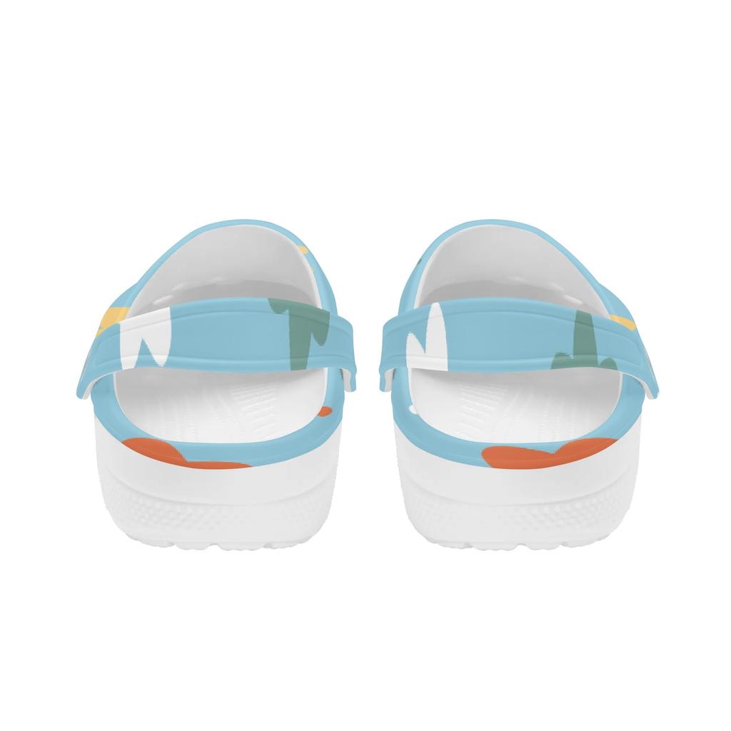 White Printed EVA Casual Clogs Men Women Soft Sole Breathable Lightweight Slip On Sandals Slippers Summer Daily Leisure Shoes