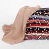 Women's Solid Chiffon Pearl Scarf, Elegant Beaded Hijab Shawl, Muslim Headscarf for Daily/Party