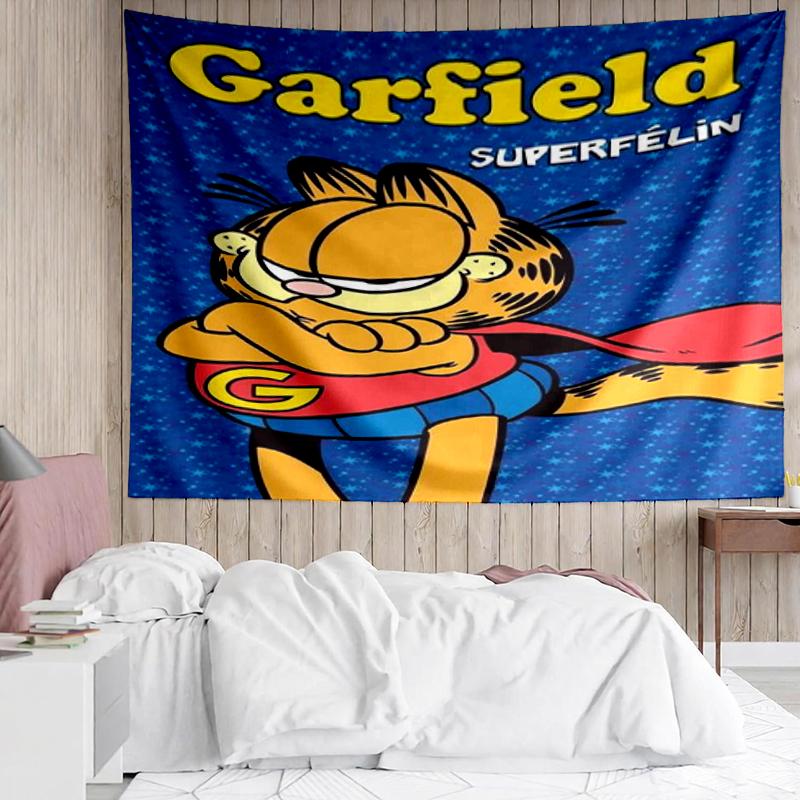 Garfield Print Tapestry, Backdrop, Easy Setup, Ideal for Bedroom, Office & Living Room, with Aesthetic Wall Hanging Decor.