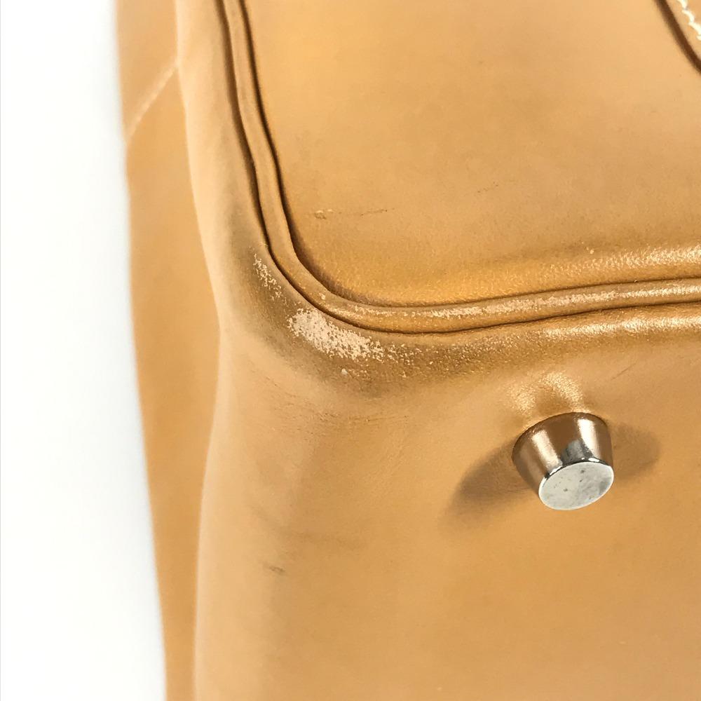 Hermes Leather La Tote Bag Tote Bag Shoulder Bag Bock Scarf Beige