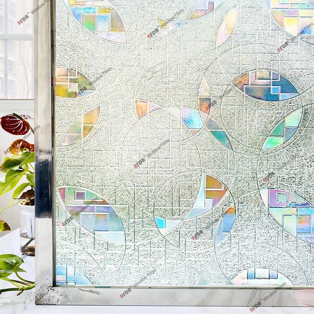 3D-Regenbogen-Fensterfolie, Sichtschutz, Buntglas, UV-Schutz, Fensteraufkleber für Zuhause, statisch haftender Kleber, Wärmeregulierende Glasfolie