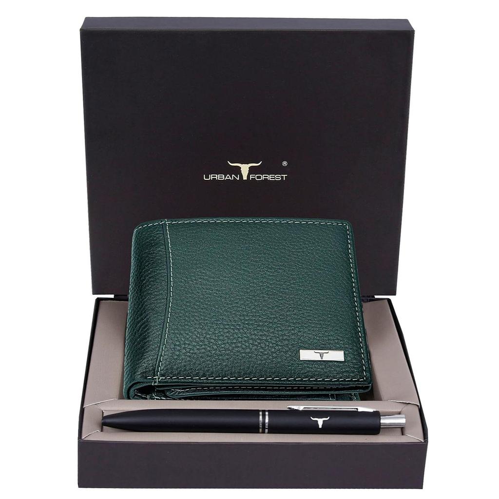 Oliver Green Leather Wallet & Pen Combo Gift Set for Men