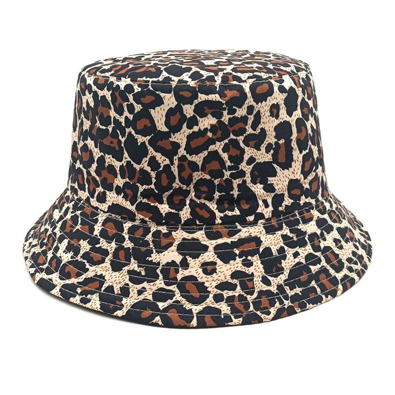 Fashion Leopard Print Double Sided Bucket Hat Unisex Sun Protection Outdoor