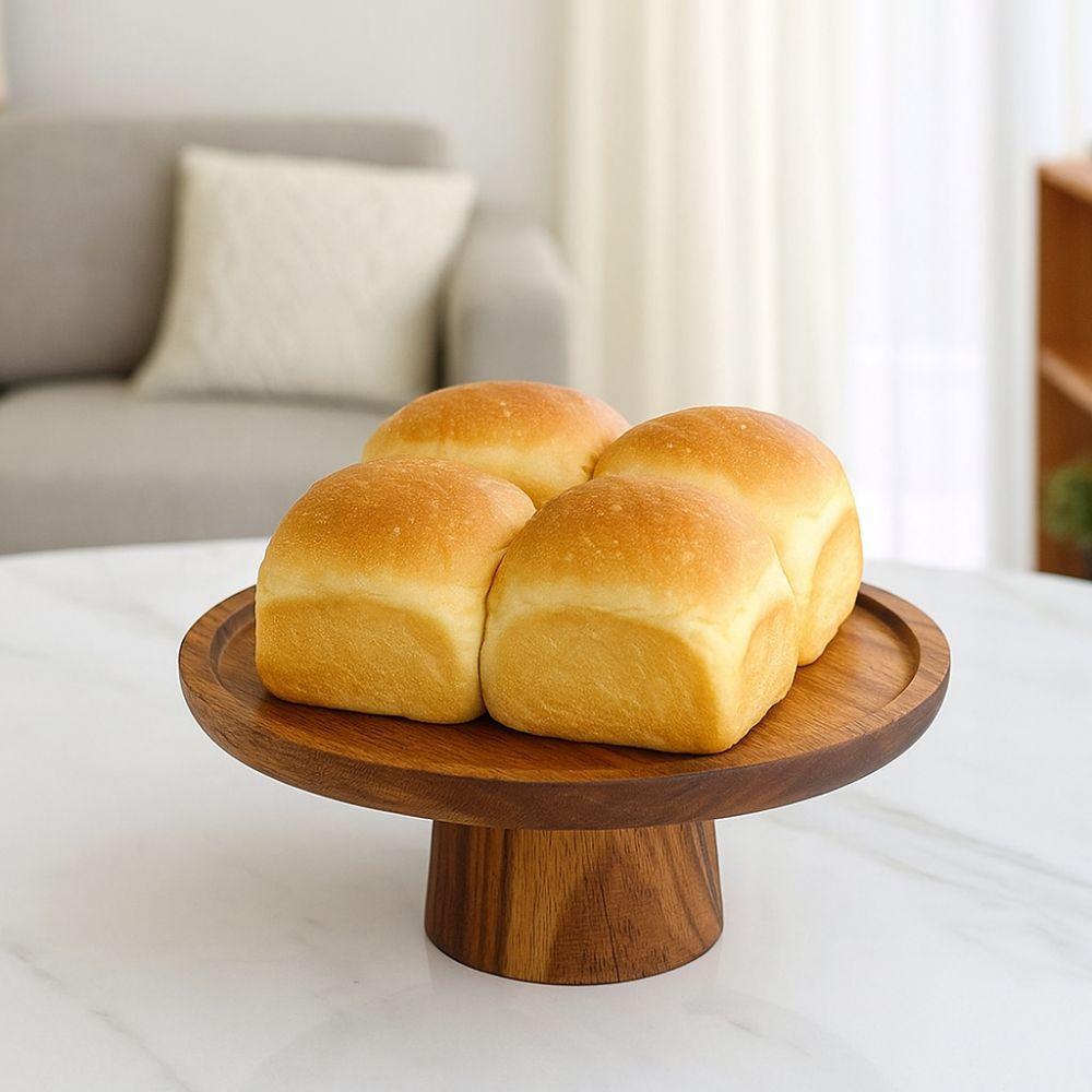 High Foot Plate Solid Wooden Tray Practical INS Style Acacia Wood Fruit Plate Household Cake Display Tray Wedding Party