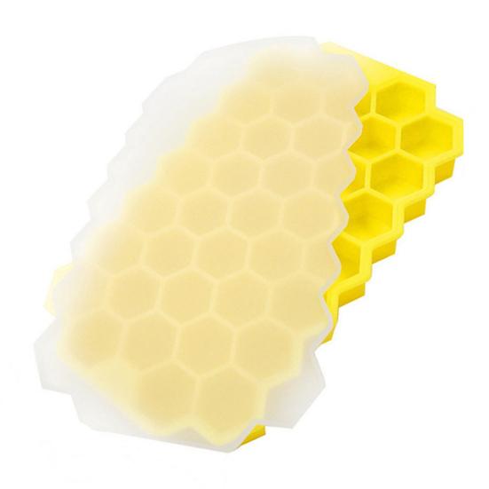 37 Cavity Honeycomb Ice Tray BPA-Free Slow-Melt Reusable Small Ice Mold with Lid Easy Release Silicone Ice Cube Maker for Freezer