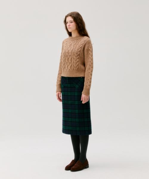 DEPOUND Cable Semi-Crop Pullover [Oatmeal]