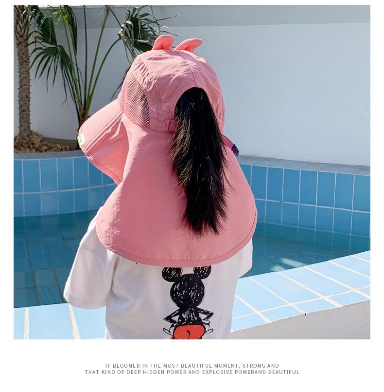 Cartoon Kinder Sonnenhut im koreanischen Stil mit breiter Krempe und Nackenschutz