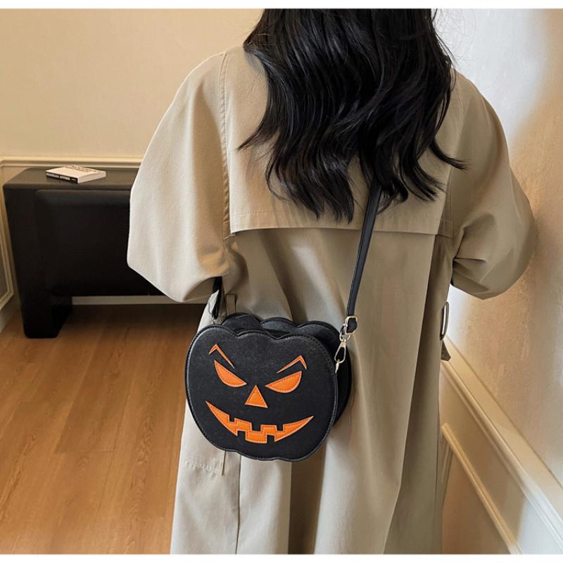 Pumpkin Crossbody Bag For Women Pumpkin Shoulder Bag Female Halloween Bag Pu Leather Demon Messenger Bag Halloween Shopper Bag