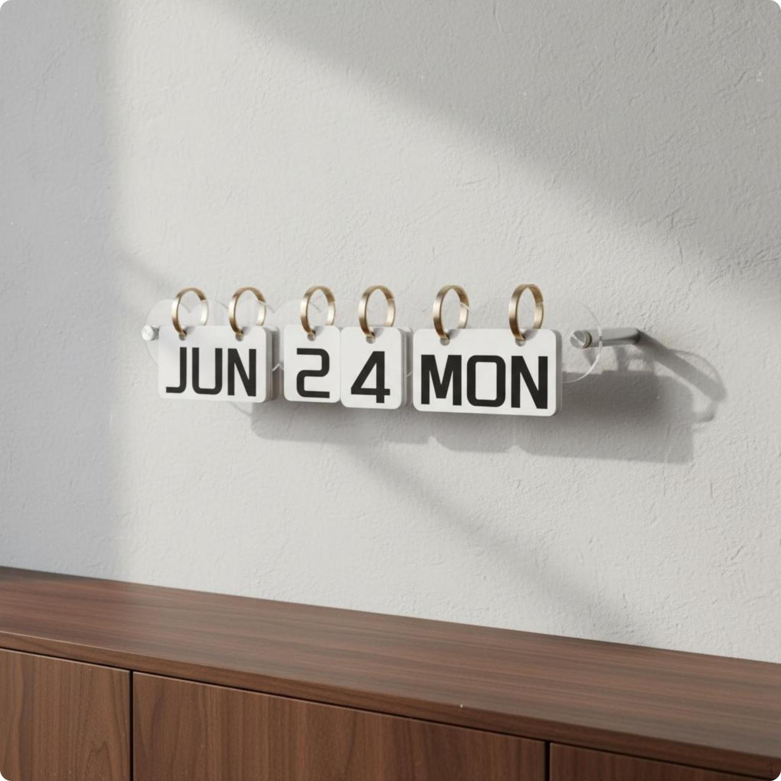 Horizontal Acrylic Calendar Holder WallAttached Flip Display Minimalist Design for the Home