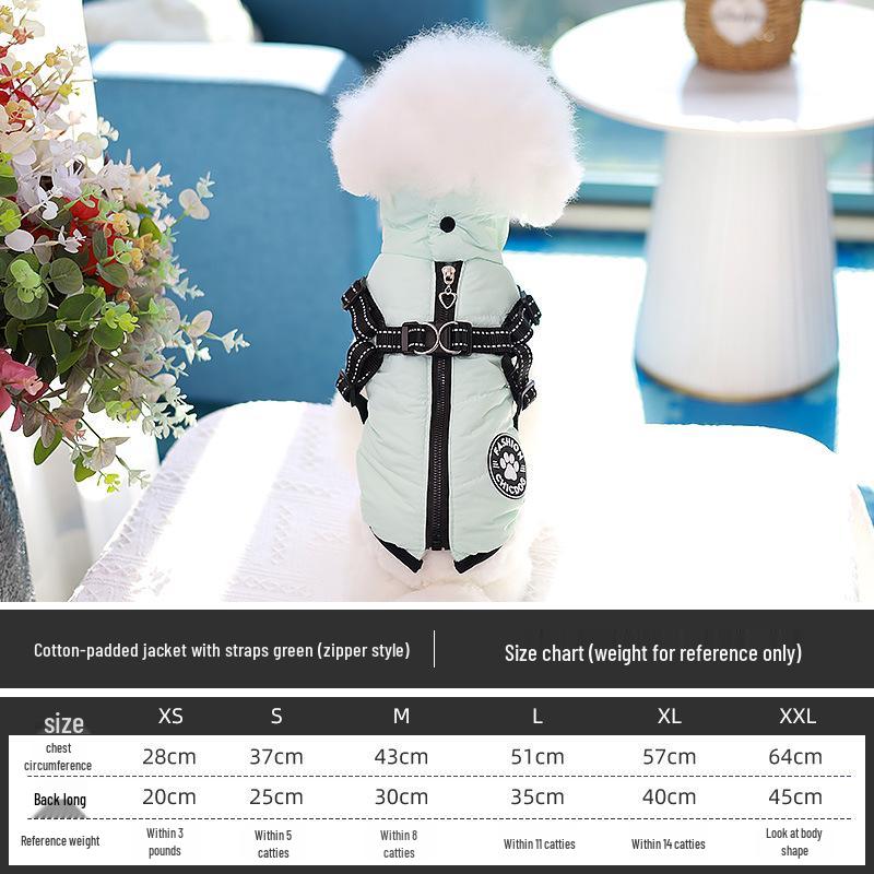 Cross-Border Traction Chest Winter Dog Coat: Thickened Cotton Puppy Vest for Snowy Days
