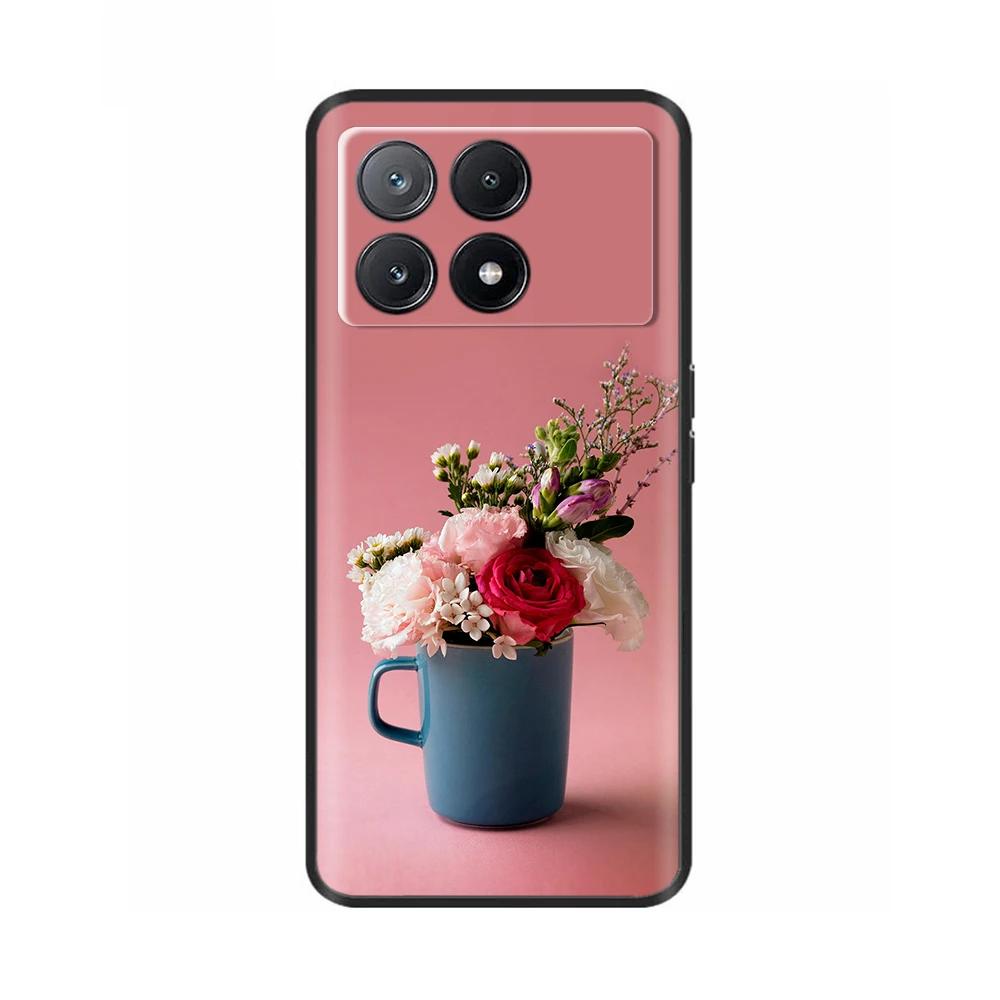 For Xiaomi Poco X6 Pro Case PocoX6 Fashion Cat Flower Soft Silicone Back Phone Case for Poxo C6 PocoX6 Pro X 6 Cases Etui Funda