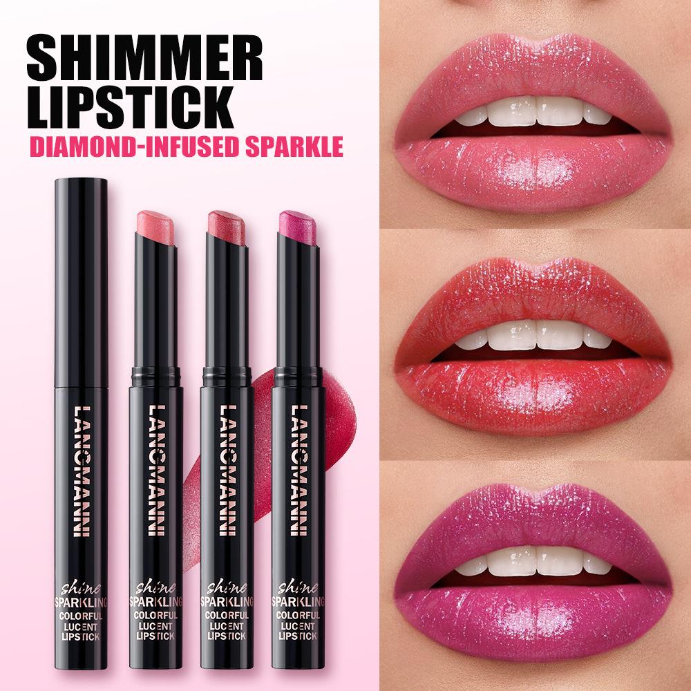Lippenstift in 10 Farben, Perlenglitzer-Lippenstift, feuchtigkeitsspendender, nackter Lipgloss, hochpigmentiert, langanhaltend, antihaftbeschichteter Becher, samtiger Lipgloss, Geschenk zu Weihnachten