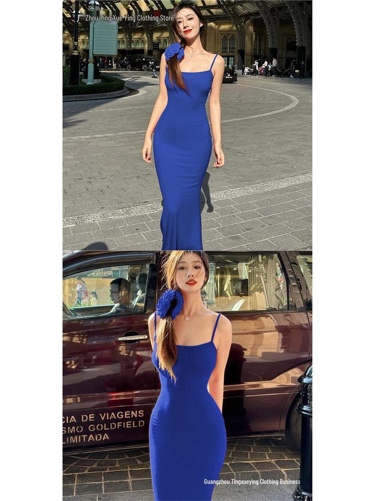 Women's Summer Sleeveless High-Waist Slim Fit Spaghetti Strap Maxi Dress
