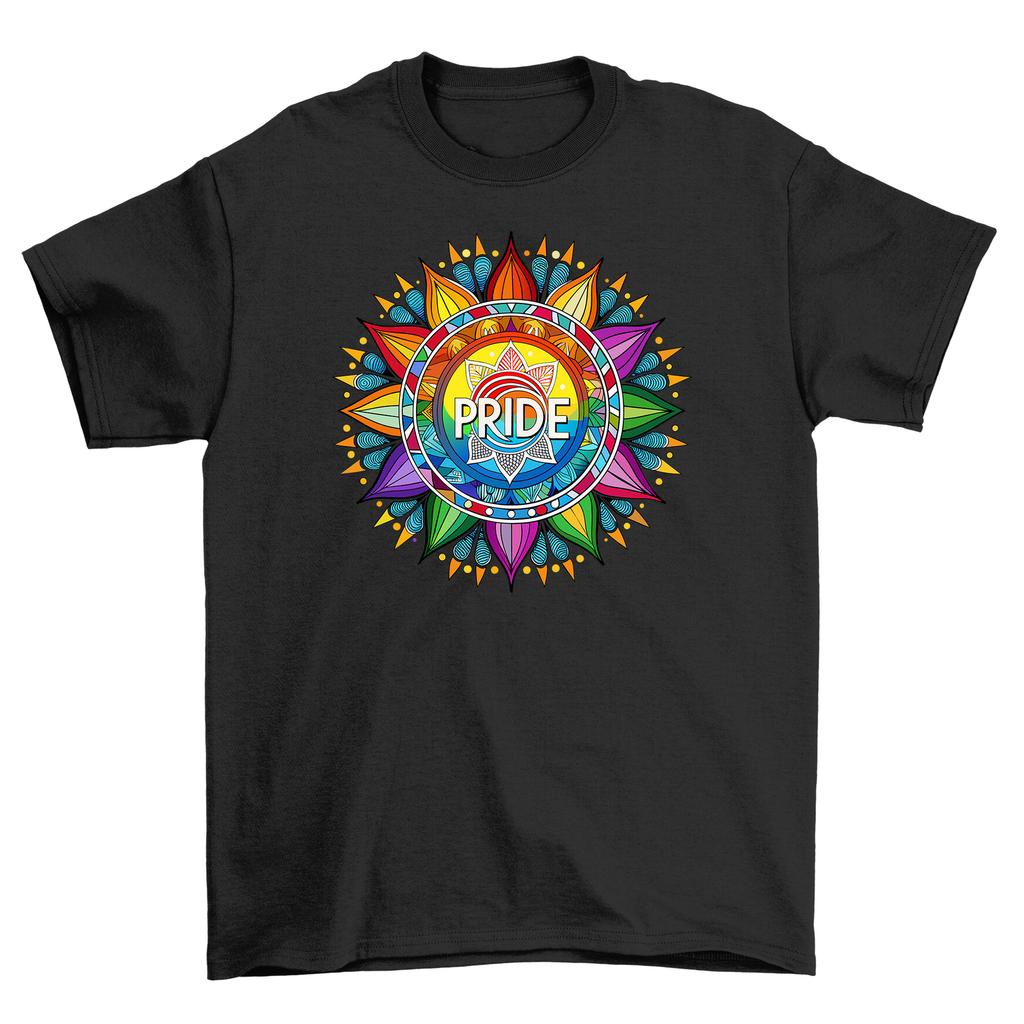 PRIDE_45'' Rainbow Mandala T-Shirt Mens Womens Tees Top - Wear Your Colors Proudly! Funny Unisex Tee,