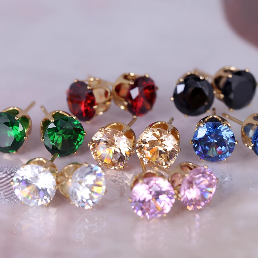 Women Fashion Jewelry Elegant Cubic Zirconia CZ Ear Stud Earrings Wedding Gift AVE
