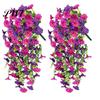 Easy-care Artificial Flowers 2 Pcs Hanging Petunia UV Resistant Faux Year-round Decorations Reusable Simulated Petunias for Outdoors Festive
