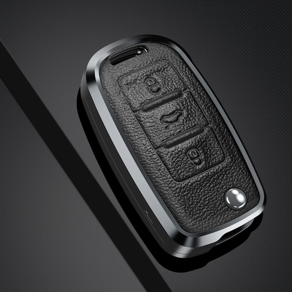 Alloy Leather Car Key Case Full Cover For Vw Volkswagen Polo Golf Passat Beetle Caddy T5 Up Eos Tiguan Skoda A5 Seat Leon Altea