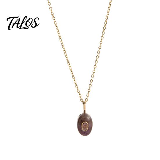 Talos Stone Pendant Necklace, Oval or Hexagonal Charm Geometric Necklace Gift for Her Wife Girlfriend