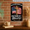 2D Flat Decorative 8×12 Inch Aluminum Plaque Metal Sign | One Nation Under God 250 Years of Blessings (1776-2026): Christian Cross & US Flag