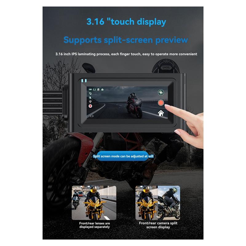 Driving Recorder Motorcycle Driving Recorder HD Motorcycle Driving Recorder Dual Record+WIFI+GPS+64G