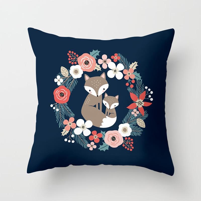 Cartoon Fox Animal Car Pillowcase Polyester Cushion Covers for Living Room Throw Pillow Case 45*45 Sofa Decoration