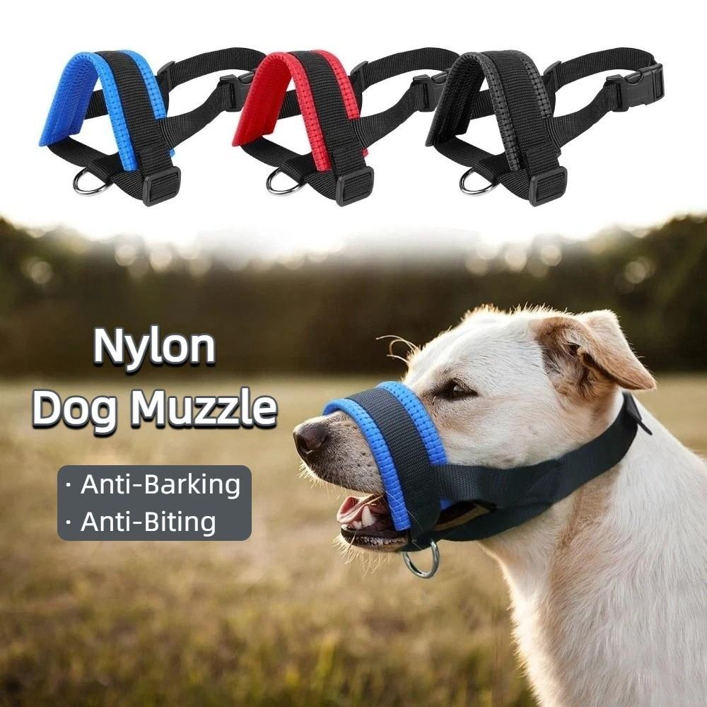 New Soft Nylon Dog Muzzle Adjustable Loop M/L/XL Pet Mouth Mask with Leash Ring Bite Prevention Pet Muzzle Behavior Train