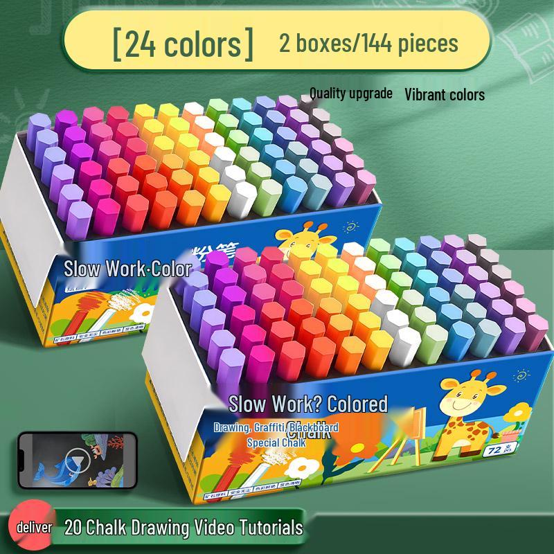 Vivid Dustless Multi-color Chalk for Children and Teachers - Keeps Hands Clean