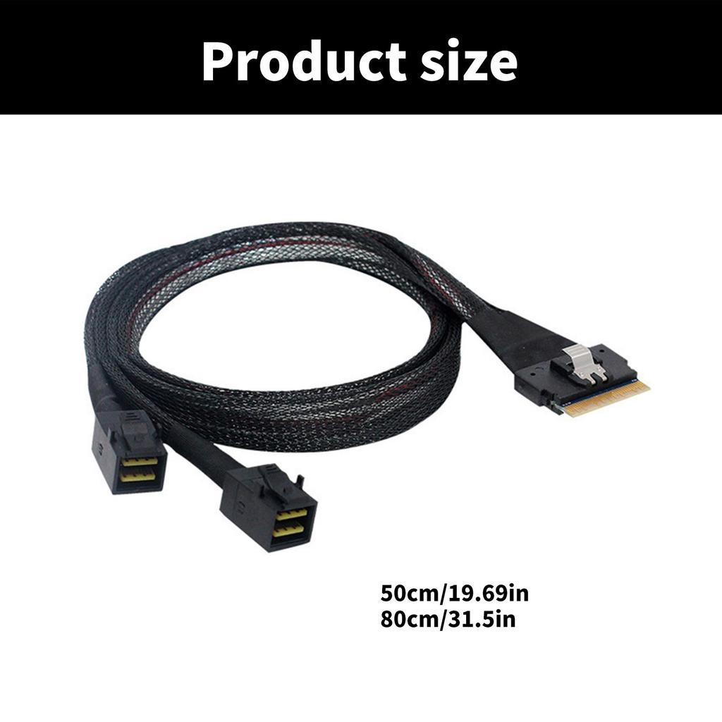 SFF-8654 8i to Dual SFF-8643 Data Cable Support SLIM SAS4.0 Fast Speed for Server Storage Connection