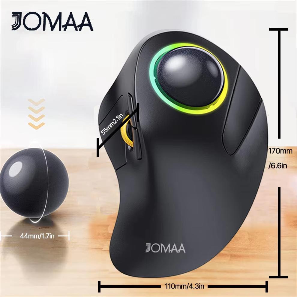 Trackball Mouse JOMAA RGB Ergonomic Bluetooth Mouse